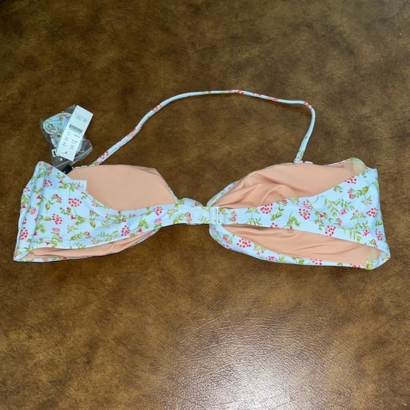 J.Crew Womens Knot Bandeau Bikini Swim Top Cloud Meadow Floral Blue Size 2X - Picture 3 of 9